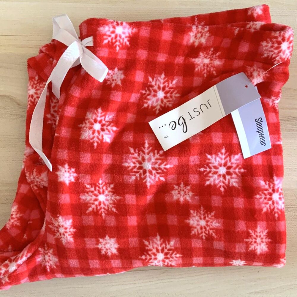 Red Plaid Snowflake Fleece Pajama Pants Size 2X
